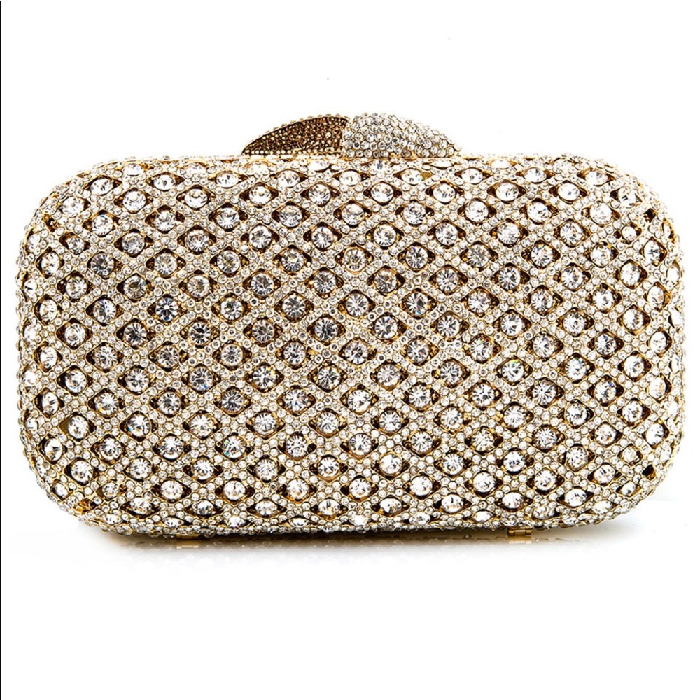 Elegant Gold Crystal Clutch